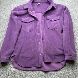 ZYIA Purple Fleece Button-Up Top